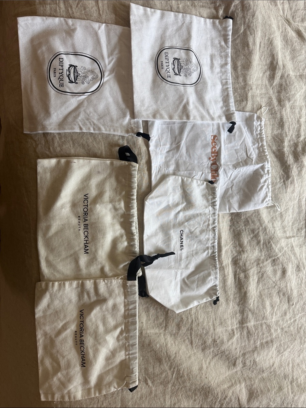 Set of cotton dust bags. Various brands